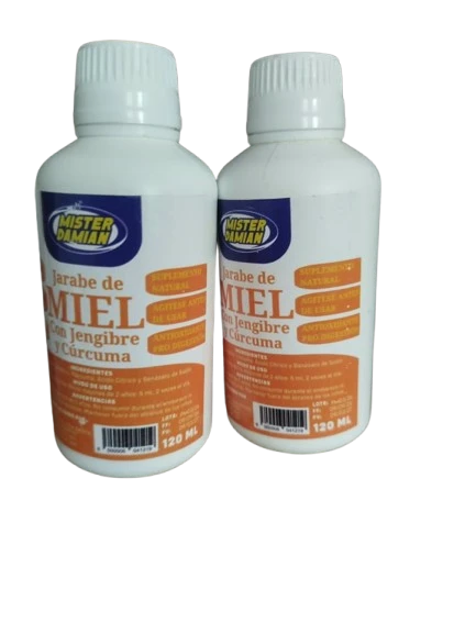 Jarabe de Miel con Jenjibre y Cúrcuma. Míster Damián (120 ML)'s foto | PDL Lavanda JY |  BizneCubano